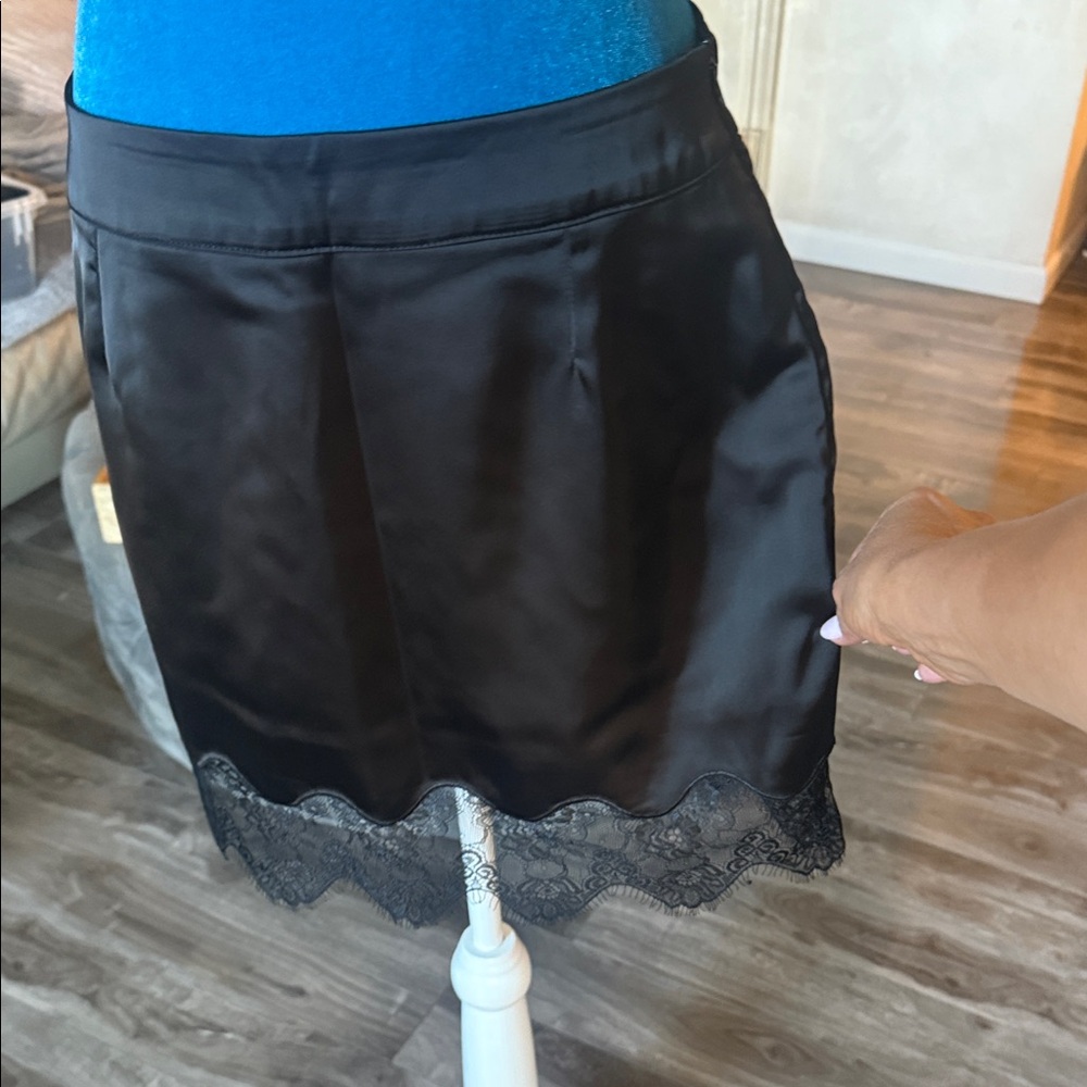Elegant Black Lace Trim Skirt